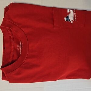 Vineyard Vines | Red Holiday Whale Long Sleeves Pocket Tee Sz L